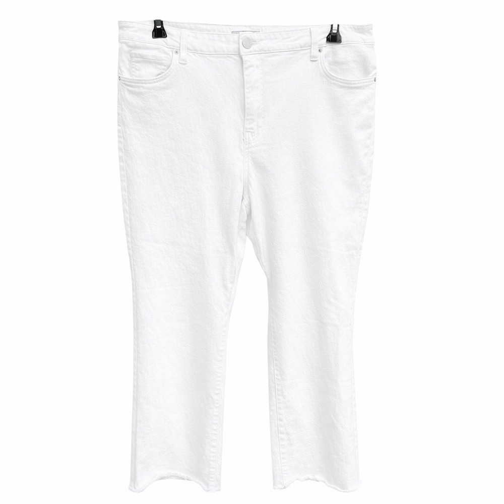 Kut from the Kloth Womens 18 Kelsey High Rise‎ Ankle Flare Jeans White Raw Hem